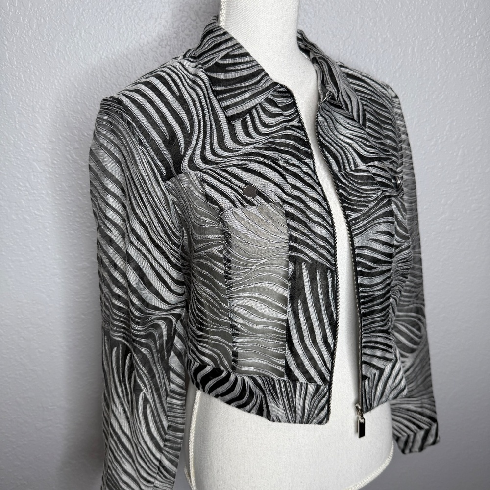 Vintage The Silver Connection Dorothy Schoelen see thru zebra print jacket -cp